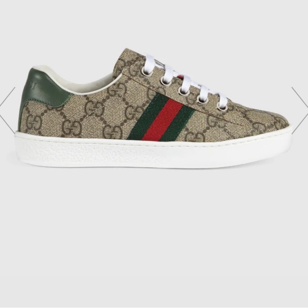 **NEW **Gucci Kids' Ace Gg Supreme Canvas Sneakers In Beige